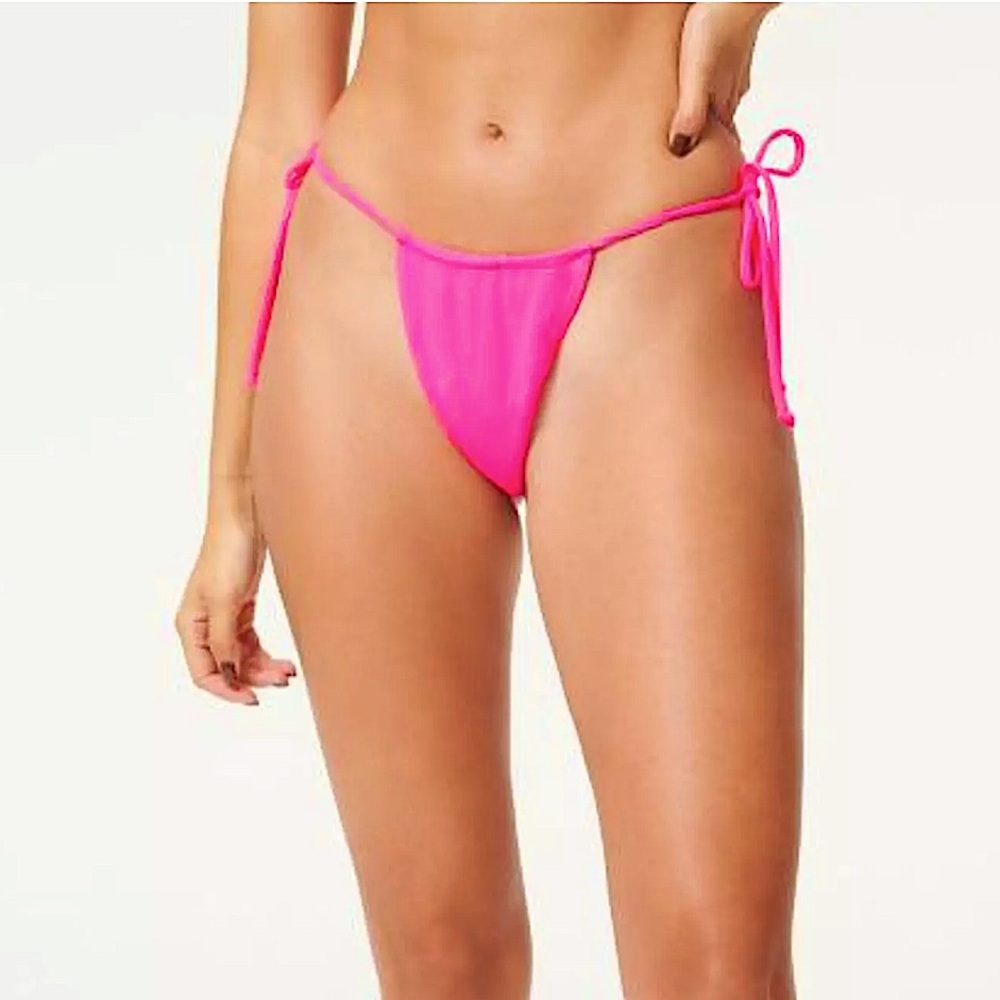 NEW GOOD AMERICAN ‘Tiny Ties’ Swim Bottom Hot Pink Size Large